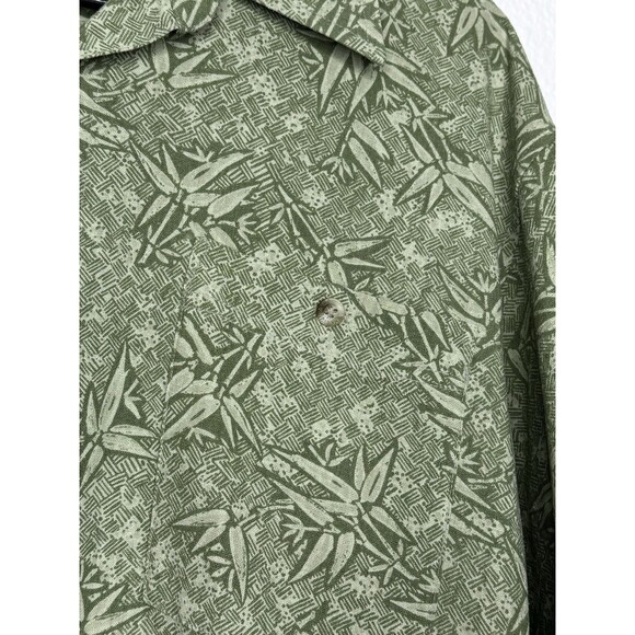 Vtg Columbia Button Front Shirt Men's Medium Silk Green Hawaiian Palm Leaves 90s - Picture 7 of 16